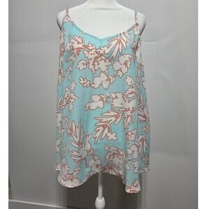 Worthington Blue & White Floral Tank Top Size 2X